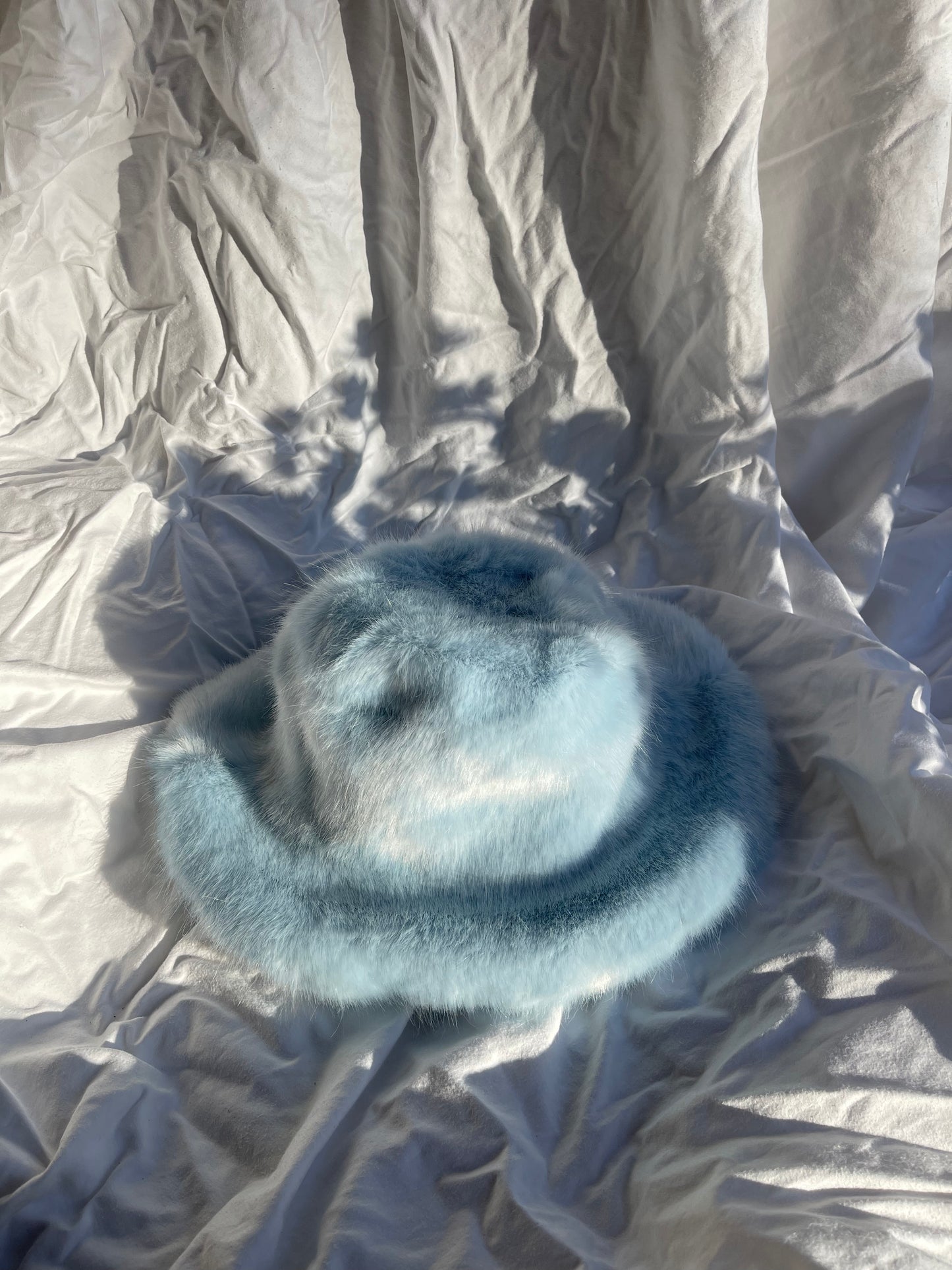 Sandra Baby Blue Faux Fur Bucket Hat