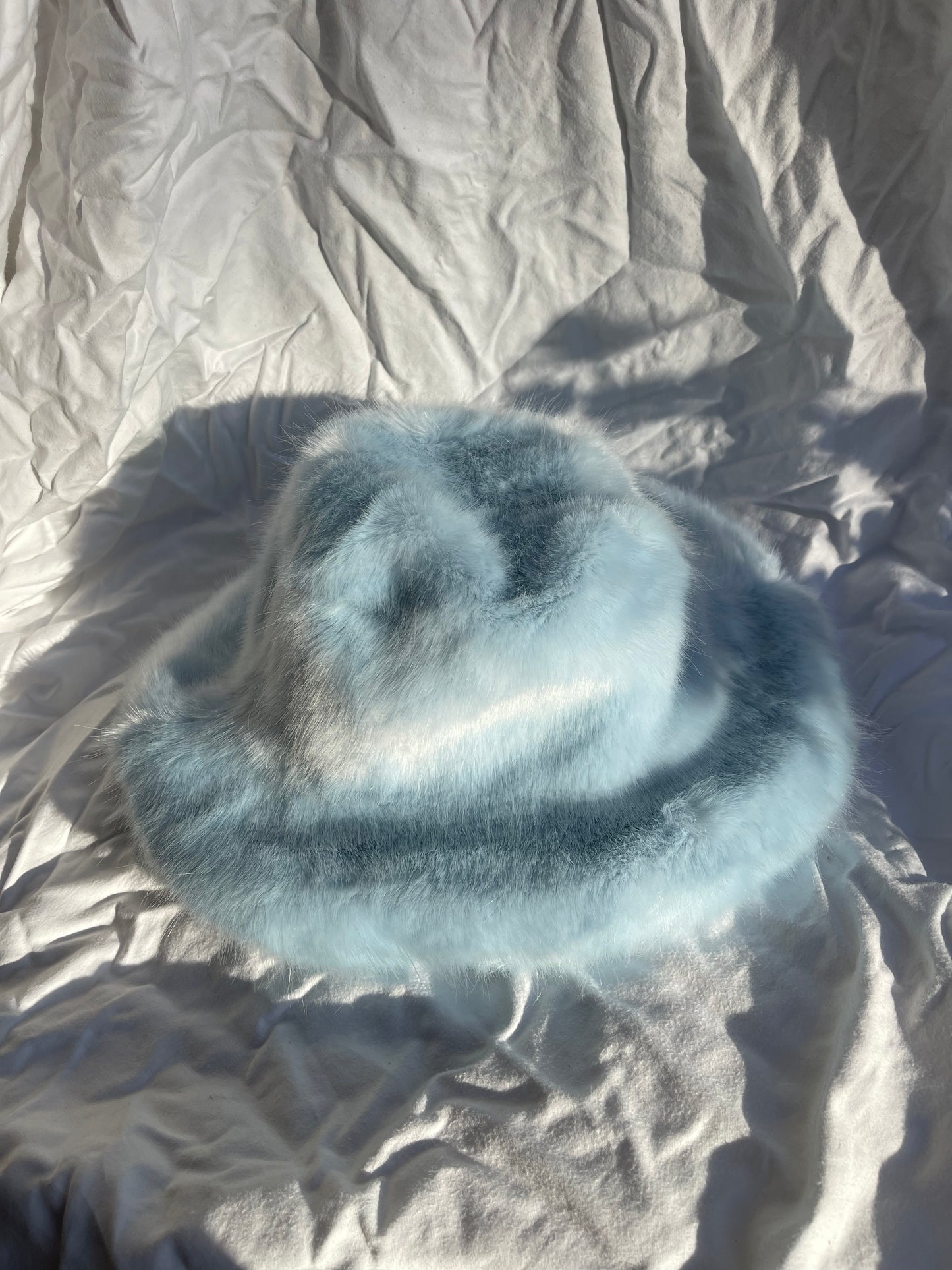 Sandra Baby Blue Faux Fur Bucket Hat