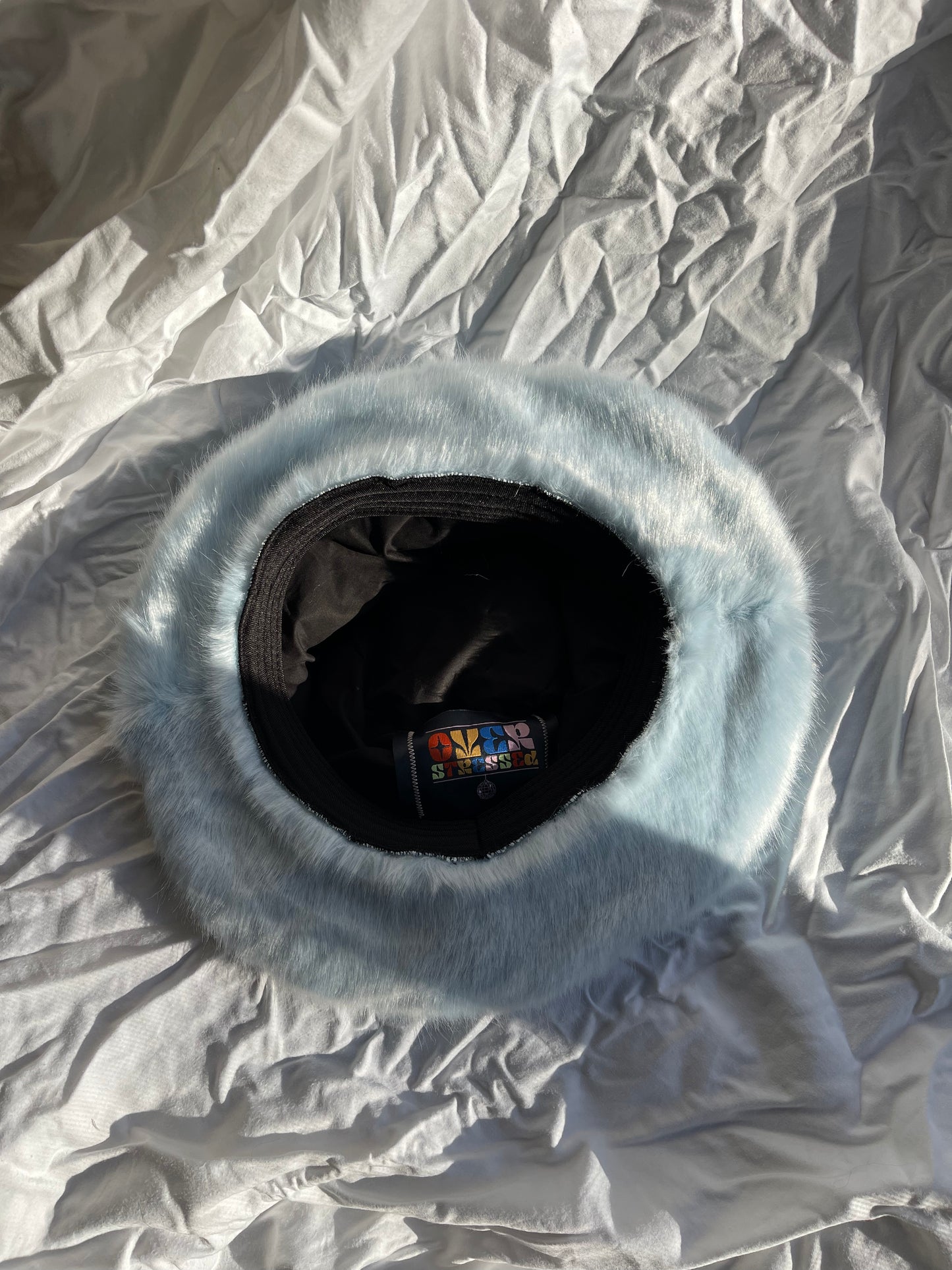 Sandra Baby Blue Faux Fur Bucket Hat